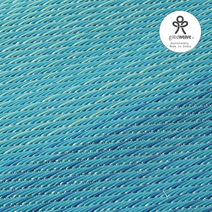 Fab Habitat Outdoor Rug - Waterproof, Fade Resistant, Crease-Free - Premium Recycled Plastic - Ombre - Patio, Porch, Deck, Balcony - Big Sur - Teal - 5 x 8 ft