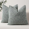 Striped Throw Pillow Covers 20x20 Set of 2 Green Textured Boucle Chic Morden Boho Accent Farmhouse Square Decorative Couch Pillow Covers for Home Decor Bed Sofa Living Room