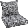 Favoyard Outdoor Seat Cushion 22 x 22 x 3 in Waterproof Pattern Fade Resistant Cover Removable Patio Furniture Cushions Deep Seat & Back Cushion Set with Adjustable Straps for Patio Chair Sofa Couch