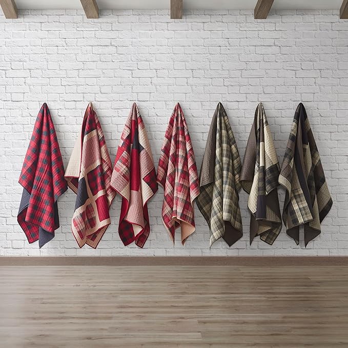 Woolrich Luxury Quilted Throw - Cabin Lifestyle, Patchwork with Moose Design All Season, Lightweight and Breathable Cozy Bedding Layer Throws for Couch Sofa, 50" W x 70" L, Winter Hills Taupe