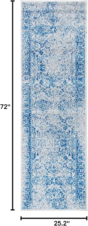 SAFAVIEH Adirondack Collection Runner Rug - 2'1" x 6', Grey & Blue, Distressed Vintage Floral Design, Non-Shedding & Easy to Clean, Ideal for Hallway, Foyer, Entryway, Bedroom (ADR109A)