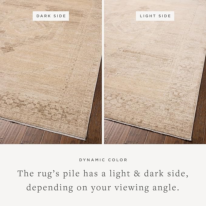 Loloi Chris Loves Julia Palma Collection PLM-07 Wheat/Taupe 11'-6" x 15'-7" Fringe Area Rug Vintage Style Boho Living Room Bedroom Carpet