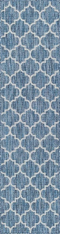 Unique Loom Trellis Collection Area Rug-Lattice Design, Moroccan Inspired for Indoor/Outdoor Décor, 2' 0" x 8' 0" Runner, Navy Blue/Gray