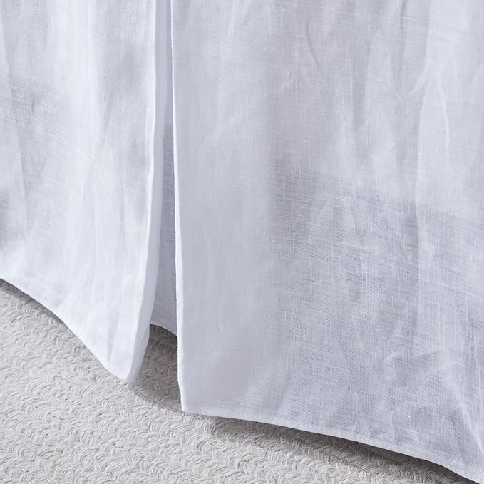 Simple&Opulence Premium Linen Bed Skirt Basic Style 18 inch Tailored Drop Dust Proof Easy Fit Breathable (18'' Basic-White, Twin)
