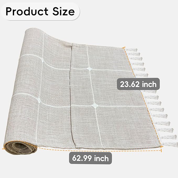 Coffee Table Cloth, Table Cover with Pockets and Tassel, Coffee Color Grid for Living Room Small Rectangle Tablecloths Washer Dryer Fridge Top Dust Cover,Easy Care Machine Washable