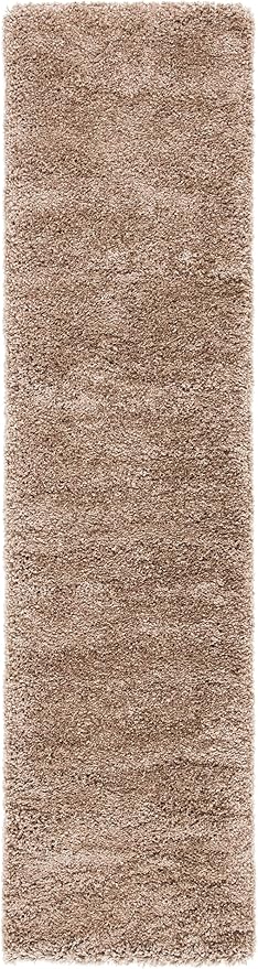 SAFAVIEH Milan Shag Collection Runner Rug - 2' x 18', Dark Beige, Solid Design, Non-Shedding & Easy Care, 2-inch Thick Ideal for High Traffic Areas in Living Room, Bedroom (SG180-1414)