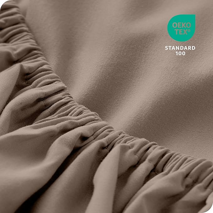 Bare Home 2-Pack Fitted Bottom Sheets Short Queen - Premium 1800 Ultra-Soft Wrinkle Resistant Microfiber - Deep Pocket (Short Queen, Taupe)