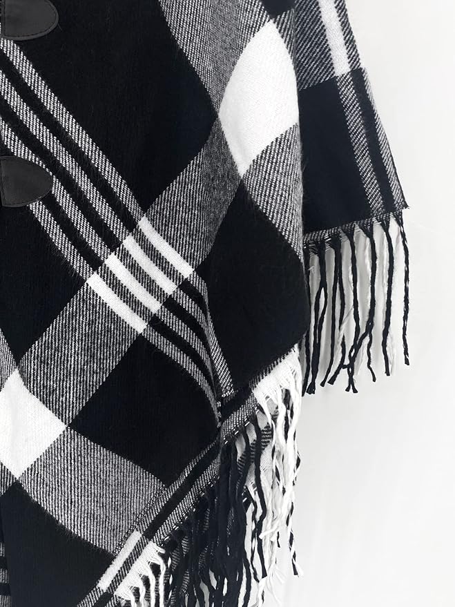 Moss Rose Women's Travel Plaid Shawl Wrap Open Front Poncho Cape for Fall Winter
