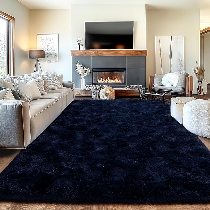 Area Rugs for Living Room, Soft Shaggy Carpets for Living Room, Fuzzy Rugs for Kids' Room, Perfect Decor for Modern Home Navy Blue 5x7 Feet