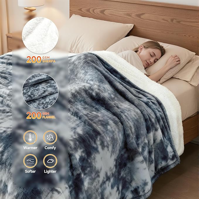Heated Blanket Electric Throw Blanket 50"x60" Fast Heating Electric Blanket with 5 Heat Levels & 4 Hours Auto-Off Overheat Protection Cozy Soft Flannel Heated Throw Blanket