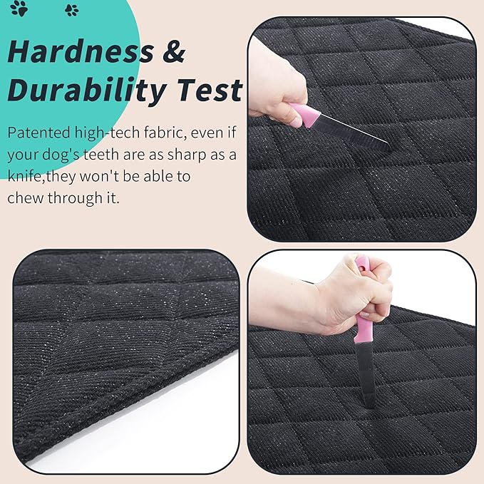 MABOZOO Indestructible Dog Bed - Chew Proof Crate Pad, Machine Washable Quilted Mat for Aggressive Chewers, Durable for Medium Dogs, Black Kennel Pad (22x35 in)