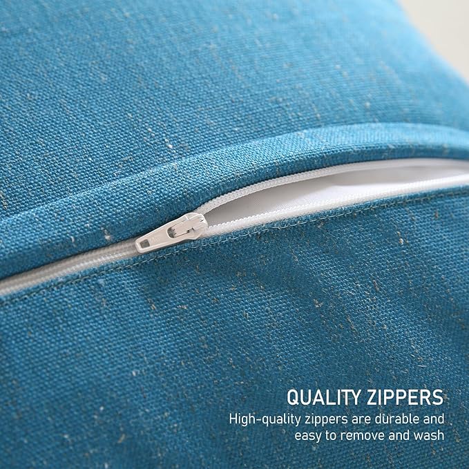 ISAENNE Design Square Linen Throw Pillow Covers 18"x18" Pack of 2, Blue Floral Country Cushion Covers with Colorful Wildflower Pattern Decor Pillowcases for Bed,Living Room,Outdoor,Car