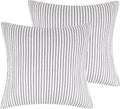 Levtex Home - Tobago Stripe Charcoal - Quilted Charcoal and White Shams Set of Two (26x26in.), No Insert - Pin Stripe - Cotton Fabric