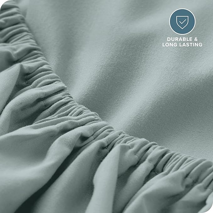 Bare Home Fitted Bottom Sheet Twin Extra Long Size - Premium 1800 Microfiber - Ultra-Soft Hotel Luxury - Deep Pocket - Durable and Long Lasting (Twin XL, Sea Spray)