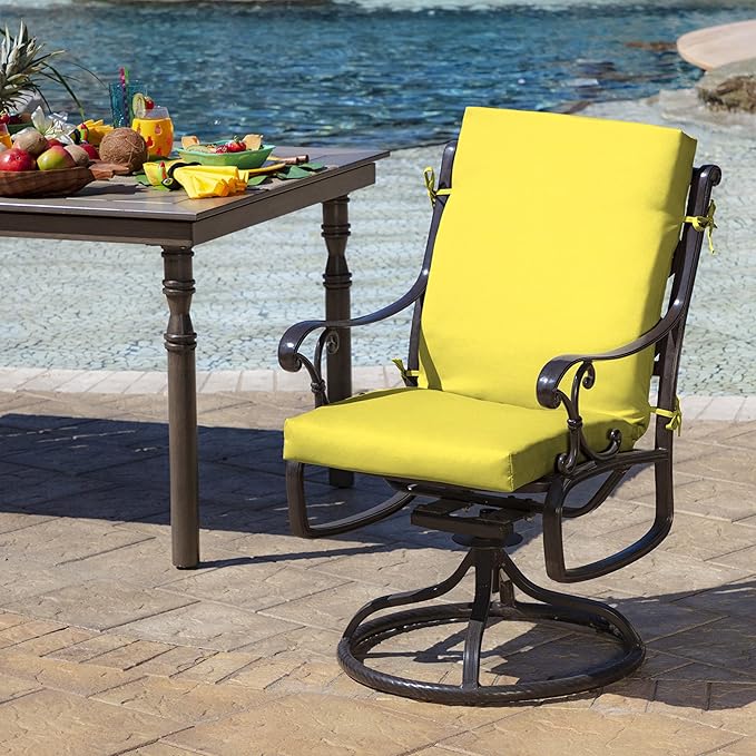 Arden Selections Outdoor Dining Chair Cushion 20 x 20, Lemon Yellow Leala