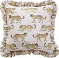 patdrea Designer Throw Pillow Covers for Couch 18"x18",Vintage Linen Pillows Cover with Cheetah Pattern and Luxury Ruffle,Farmhouse Decorative Pillowcases for Bed Living Room Outdoor Set of 1