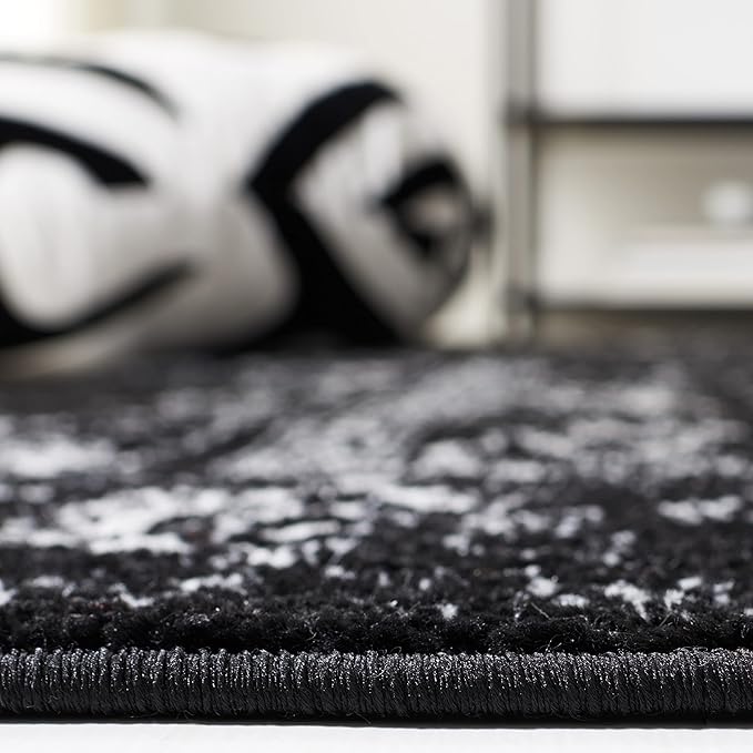 SAFAVIEH Area Rug 11x15 - Adirondack Collection - Large - Black & Ivory, Distressed Vintage Floral Design, Non-Shedding & Easy to Clean, Ideal for Living Room, Bedroom, Dining (ADR109Z)