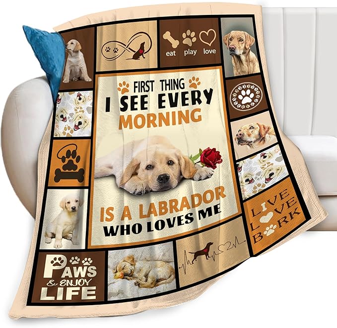 Labrador Dog Print Blanket Best Dog Pet Animal Throw Blankets for Couch Sofa Stuff Decor Gifts Lightweight Soft Cozy Fleece Plush Warm Flannel Bedding for Lover Man Woman Teen Adults 40"x50"