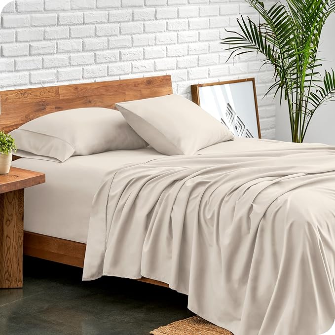 Bare Home Split California King Sheet Set - 1800 Ultra-Soft Microfiber Split California King Bed Sheets - Double Brushed - Deep Pockets - Easy Fit - 5 Piece Set - Bed Sheets (Split Cal King, Wheat)