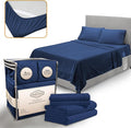 Twin Sheets Set - Luxury Hotel Bed Sheets - Soft Cooling Sheet with Elastic Corner Straps - Deep Pocket Microfiber Bedsheet - Bedding Sheet & Pillowcases - 3 PC (Twin Size, Navy Blue)