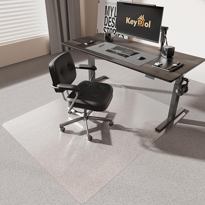 [Thickened to 2.0mm] 50"x60" Computer Chair Mat for Hardwood, PVC Office Mat for Hardwood Floor, Anti-Slip Rolling Chair Floor Protector,Vinyl Mats for Home, Under Desk Mats for Rolling Chairs