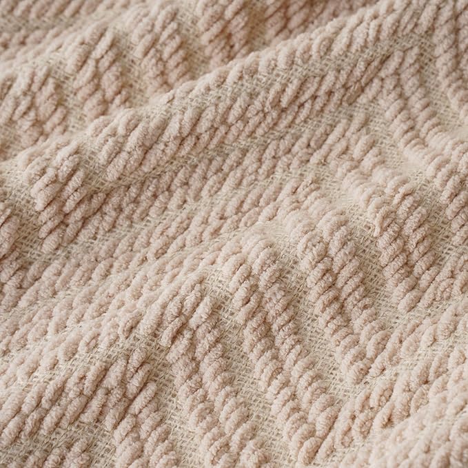 BATTILO HOME Beige Throw Blanket for Couch, Knitted Beige Throw for Bed, Neutral Throw Blankets Tan Throw Blanket for Room Decor Housewarming Gifts, 50" x 60"