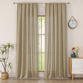 Simplebrand Taupe Semi Sheer Faux Linen Textured 120 Inches Long Curtains 2 Panels Set, Privacy Farmhouse Window Drapes for Living Room/Birthday Party/Hallway Window Guest Room, 10FT, 50 x 120 Inch