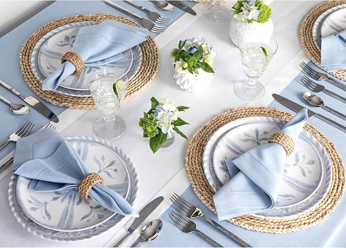 Solino Home Linen White Table Runner 72 Inches Long - 100% Pure Linen Hemstitch Table Runner 14 x 72 Inch for Dresser, Dining, Holiday, Christmas, New Year - Classic Hemstitch