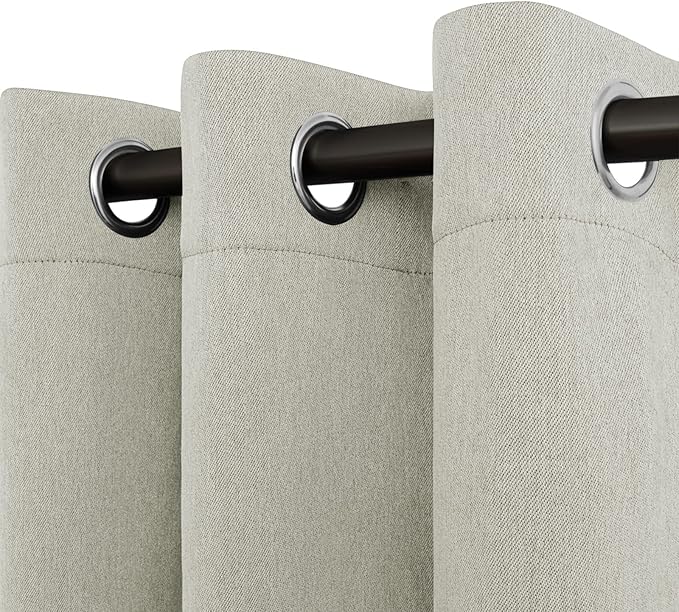Easy-Going Linen Look Blackout Curtain Grommet Window Curtain Drapes for Bedroom, Living Room Thermal Insulated Room Darkening (2 Panels, 42x84 inch, Beige)