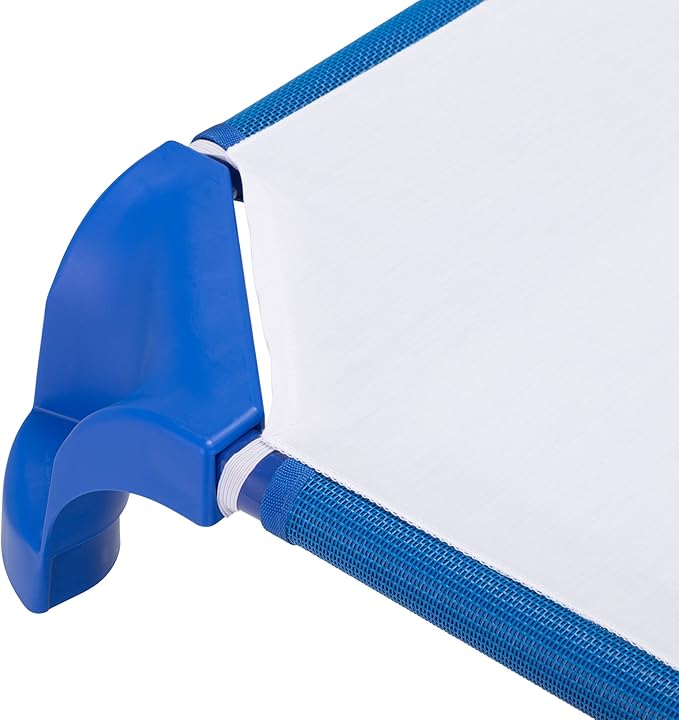 Sprogs Deluxe Heavy Duty Toddler 40"L Stackable Daycare Cot with Easy Lift Corners Cots for Preschool Kids Sleeping, Resting, and Naptime, SPG-16134-18PK, Blue (Pack of 18)