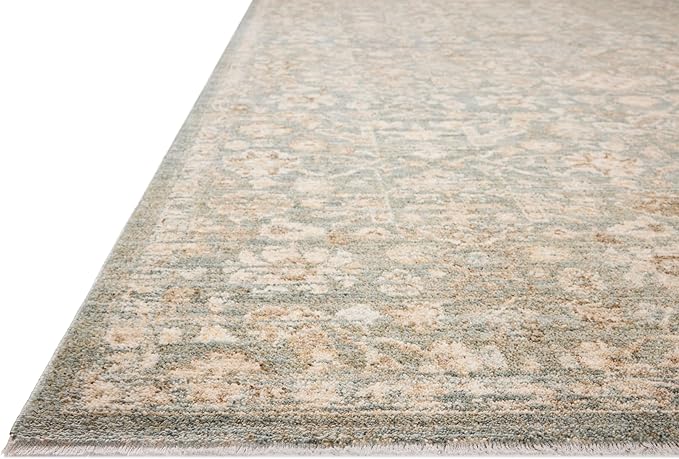 Loloi Chris Loves Julia Palma Collection PLM-05 Blue/Natural 2'-7" x 10'-0" Runner Rug Vintage Style Boho Living Room Bedroom Carpet