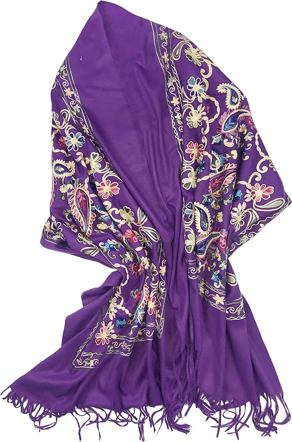 Urban CoCo Women's Embroidered Tassel Long Shawl Oversize Scarf Wraps for Women