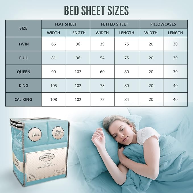 Full Size Bed Sheets Cooling - Luxury Hotel Sheet Set - Soft Sheet with Elastic Corner Strap - Deep Pocket Microfiber Bedsheet - Bedding Sheet & Pillowcases - 4 PC (Full Size, Light Blue)