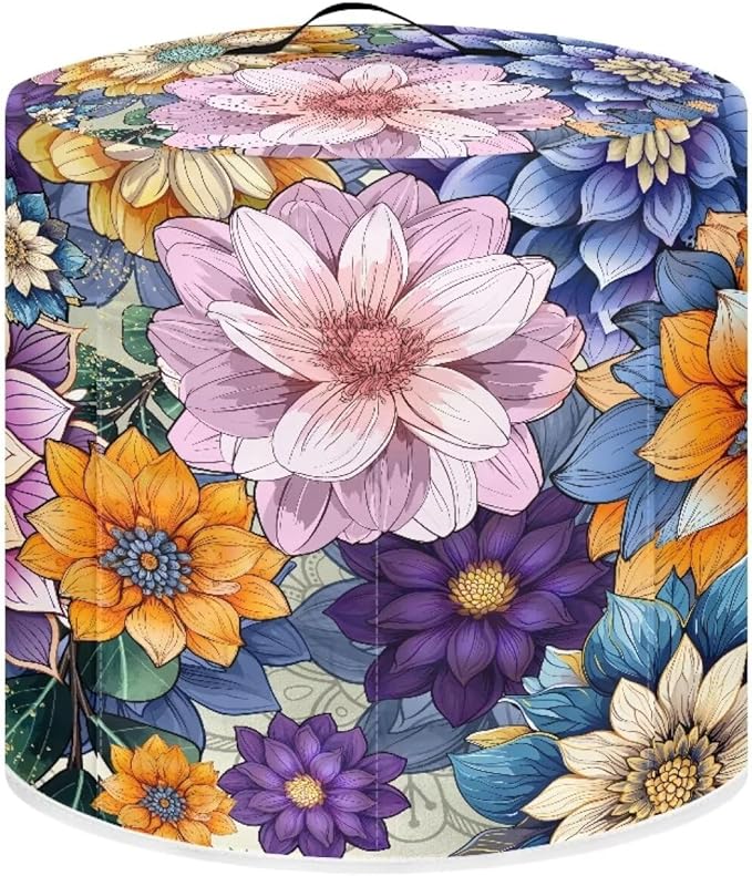 Air Fryer Cover Dust Cover, Washable Small Appliance Covers for 3 Quart Air Fryer & Pressure Cooker Kitchen Appliance Accessories with Pockets, Bright Blossom