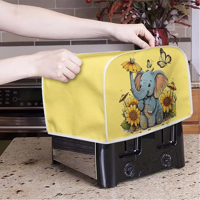 ZFRXIGN Elephant Sunflower Toaster Cover 2 Slice Small Appliance Covers Kitchen Microwave Oven Dust Cover Case Protector Waterproof Toaster Covers Butterfly Yellow