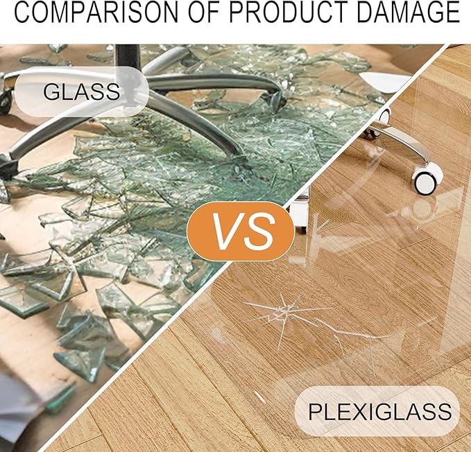 Beveled Edge Irregular Office Chair Mat for Carpet or Hardwood Floor Crystal Clear 46" x 55" for a Smooth Glide and Easy Roll On/Off, Heavy Duty and Non-Slip Floor Chair Mat