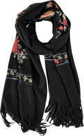 Urban CoCo Women's Embroidered Tassel Long Shawl Oversize Scarf Wraps for Women