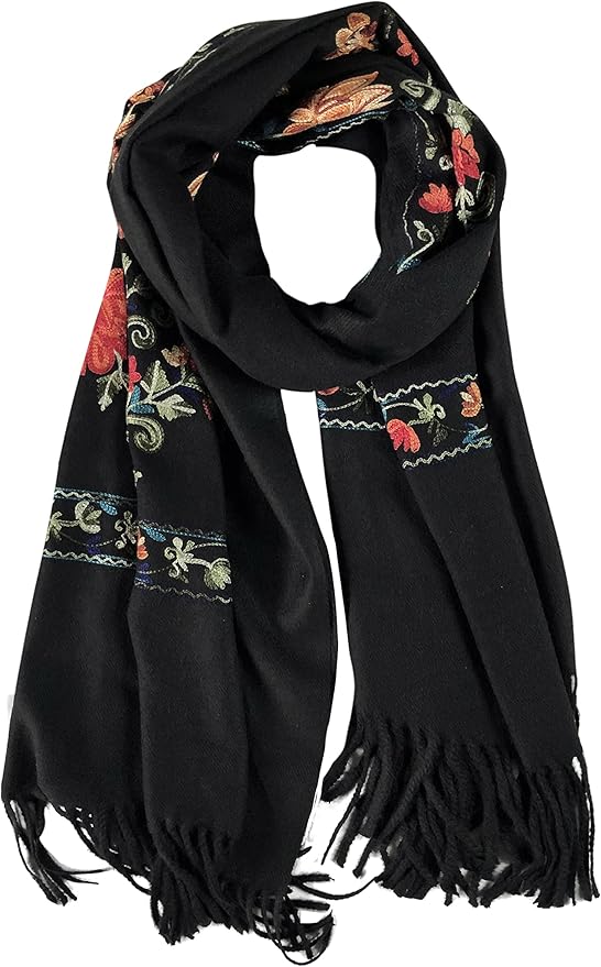 Urban CoCo Women's Embroidered Tassel Long Shawl Oversize Scarf Wraps for Women