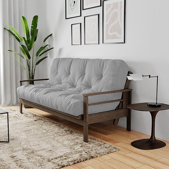 Royal Sleep Products by The Futon Factory 6 inch Foam Futon Mattress - Solid Grey Cover - Full Size - CertiPUR Certified Foams - Made in USA - Replacement Mattress - (Frame not Included)