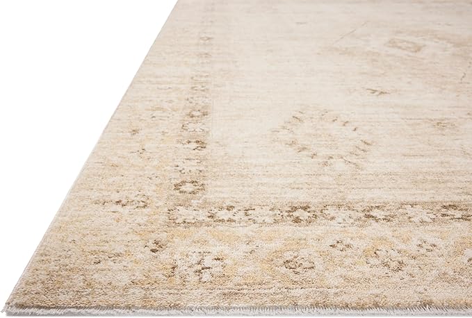Loloi Chris Loves Julia Palma Collection PLM-06 Natural/Smoke 9'-6" x 13'-1" Fringe Area Rug Vintage Style Boho Living Room Bedroom Carpet