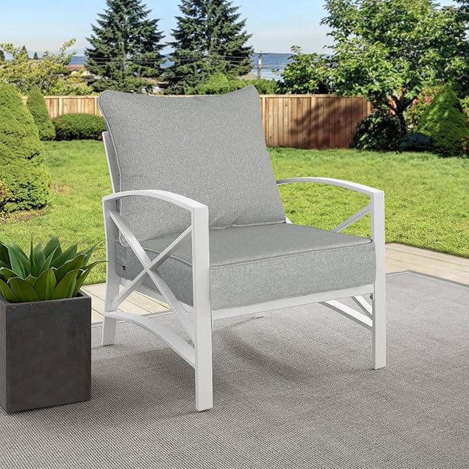 Goodgoods 24x24 inch Outdoor/Indoor Deep Seat Patio Cushions Set of 2 Resilient Foam Filling Water Repellent Stain-Resistant UV Resistant Weather Resistant Deep Seat Bottom Light Gray