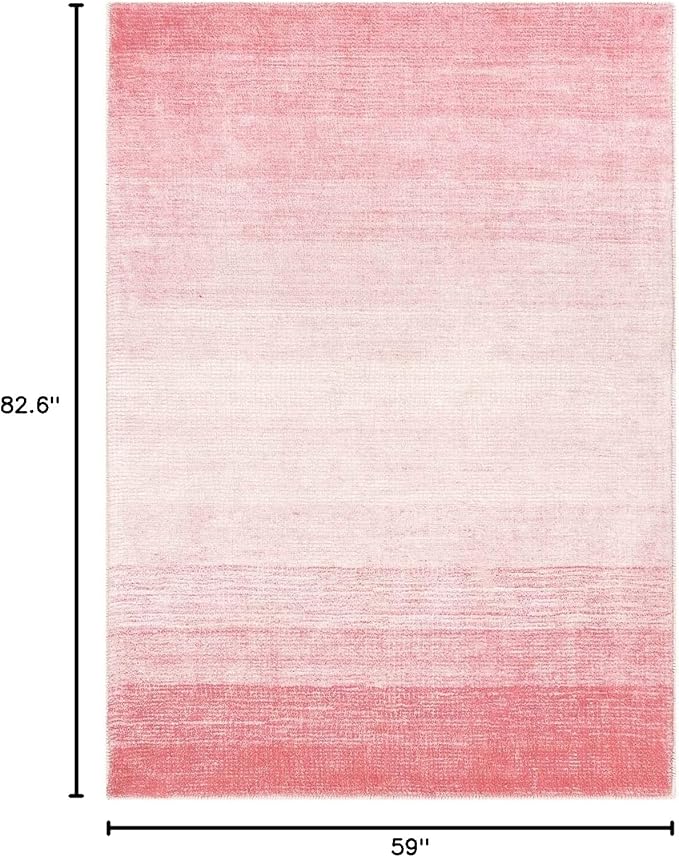 Wonnitar Washable Light Pink Rug, 5x7 Modern Ombre Rugs for Living Room, Non-Slip Abstract Area Rug for Bedroom Girls, Non-Shedding Soft Large Throw Carpet for Bathroom (Pink, 5'x7')
