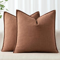 MIULEE Decorative Pillow Covers 20x20, 2 Pack Boho Farmhouse Neutral Throw Pillows for Couch, Terracotta Thick Textured Modern Linen Cushion Cases Sofa Bed Living Room Home Decor, Rust