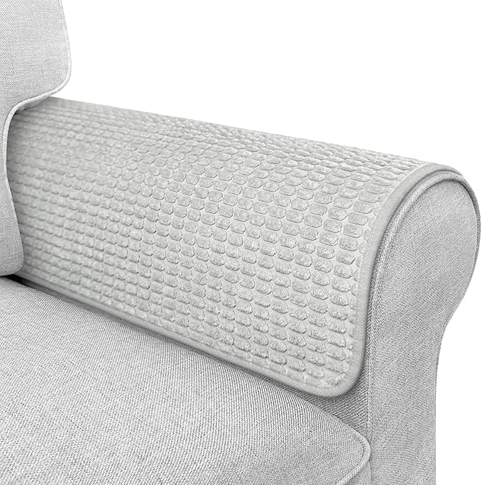 Couch Arm Covers, Sofa Arm Covers, Waterproof Armrest Cover for Sofa, Armchair, Loveseat, Headrest Cover, Non-Slip Recliner Arm Cover, Arm Chair Covers Set of 2 (Light Gray, 19"×19")