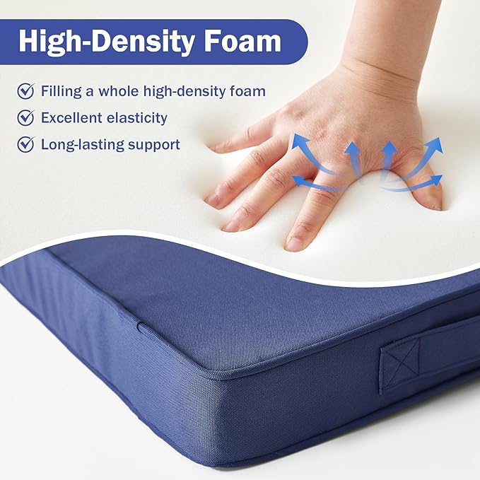 Outdoor Chair Cushions, Waterproof Patio Chair Cushions 24x24x4 Inch, Outdoor Cushions with Removable Cover for Sofa, Fade Resistant Patio Cushions for Outdoor Furniture, Navy Blue