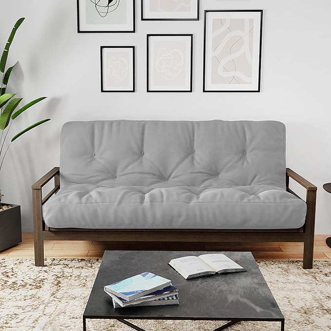 Royal Sleep Products by The Futon Factory 6 inch Foam Futon Mattress - Solid Grey Cover - Twin Size - CertiPUR Certified Foams - Made in USA - Replacement Mattress - (Frame not Included)