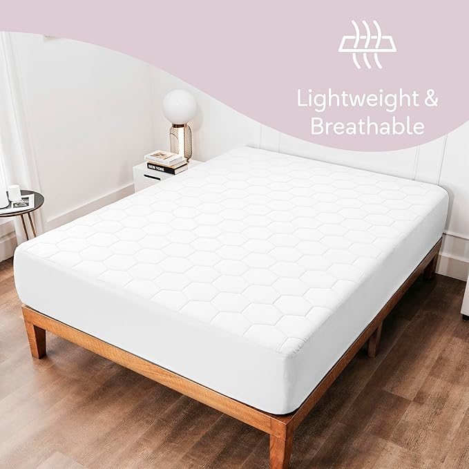 Hearth & Harbor 12 Pack Queen Size Quilted Fitted Mattress Pad Cover, 100% Waterproof Mattress Protectors, Deep Pocket Fitted Mattress Cover 8" - 21" (60" x 80", White)