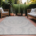 Medallion Outdoor Rug 8x10 Washable Outside Carpet for Indoor Patio Porch Waterproof Easy Cleaning Non Shedding Area Rugs Gray 8 x 10