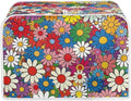 Daisy Flowers Printed Toaster Cover 4 Slice Wide Slot, Washable Kitchen Appliance Small Oven Bakeware Protector, Bread Maker Cover Dust and Fingerprint Protection