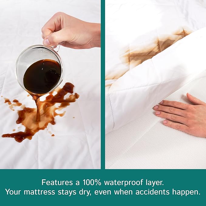 Split Queen Size Waterproof Mattress Pad - Fitted Mattress Protector with Quilted Pillow Top Mattress Topper - Premium Quality Hypoallergenic Mattress Cover (30x80 x 2 pcs) for Split Mattresses